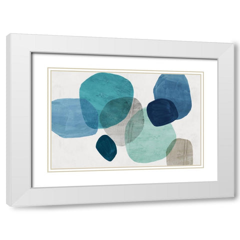 Blue Stone Pebbles I White Modern Wood Framed Art Print with Double Matting by Peal, Emma