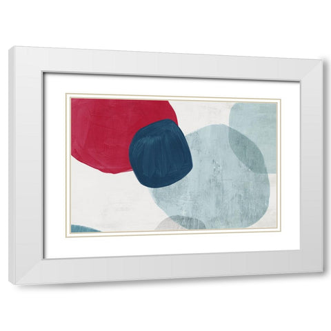 Red and Blue Pebbles I White Modern Wood Framed Art Print with Double Matting by Peal, Emma