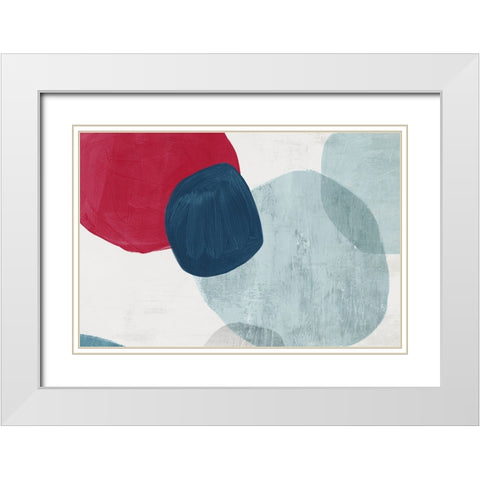 Red and Blue Pebbles I White Modern Wood Framed Art Print with Double Matting by Peal, Emma
