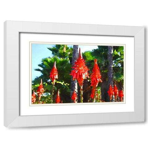 Succulents with Palm Trees White Modern Wood Framed Art Print with Double Matting by Vangsgard, Amy