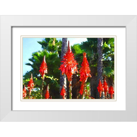 Succulents with Palm Trees White Modern Wood Framed Art Print with Double Matting by Vangsgard, Amy