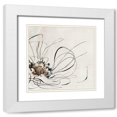 Golden Line Flower II White Modern Wood Framed Art Print with Double Matting by Black, Alex