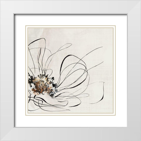 Golden Line Flower II White Modern Wood Framed Art Print with Double Matting by Black, Alex
