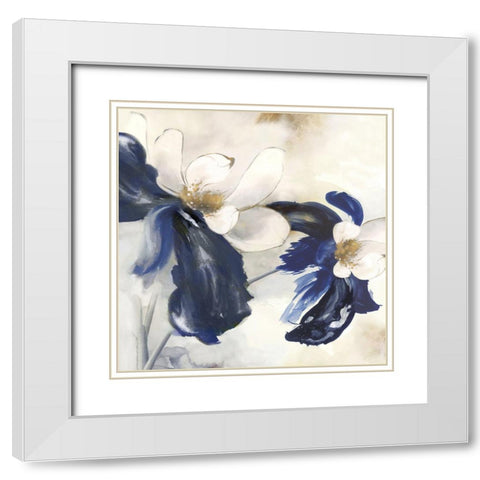 Blue Blossom Florals I  White Modern Wood Framed Art Print with Double Matting by Black, Alex