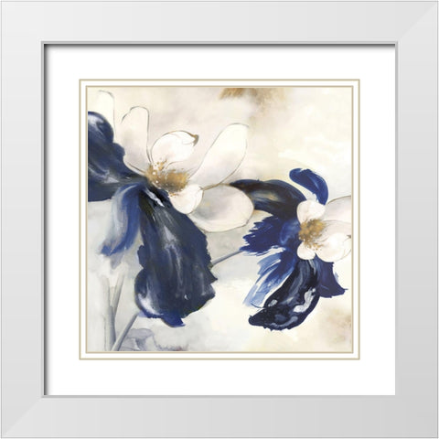 Blue Blossom Florals I  White Modern Wood Framed Art Print with Double Matting by Black, Alex