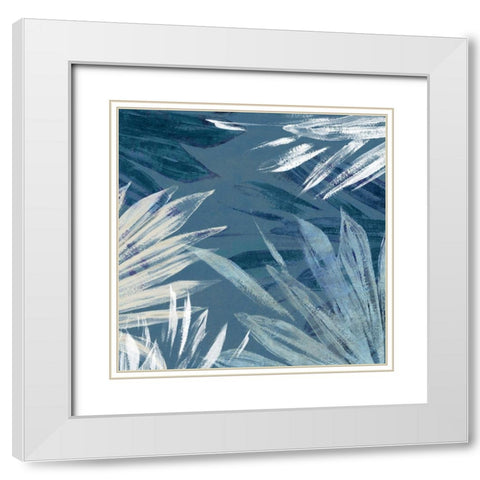 Small Blue Palms II White Modern Wood Framed Art Print with Double Matting by Black, Alex