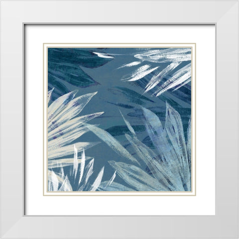Small Blue Palms II White Modern Wood Framed Art Print with Double Matting by Black, Alex