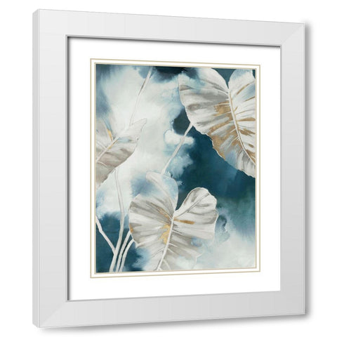 Blue Tropical Palms  White Modern Wood Framed Art Print with Double Matting by Black, Alex