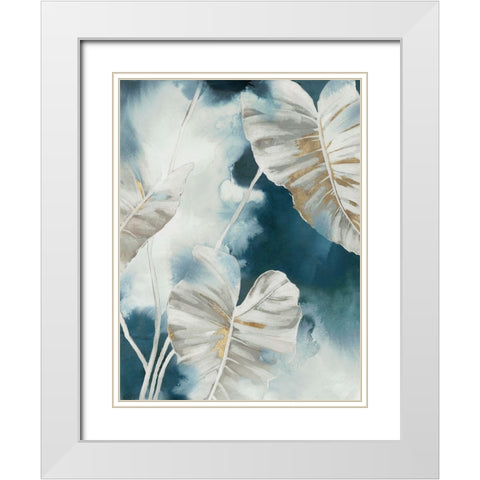 Blue Tropical Palms  White Modern Wood Framed Art Print with Double Matting by Black, Alex