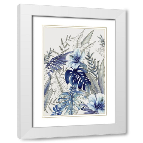 Blue Tropical Forest I  White Modern Wood Framed Art Print with Double Matting by Black, Alex