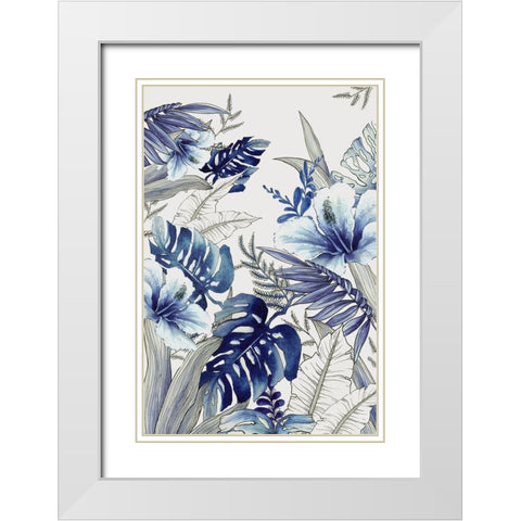 Blue Tropical Forest II  White Modern Wood Framed Art Print with Double Matting by Black, Alex