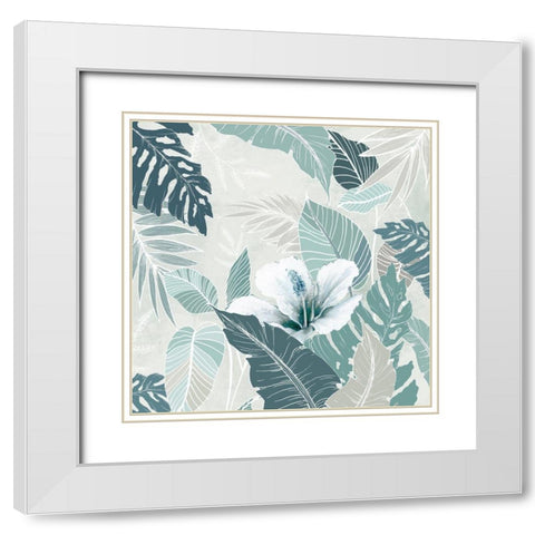 Teal Tropics I  White Modern Wood Framed Art Print with Double Matting by Black, Alex