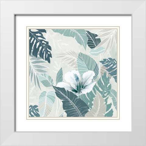 Teal Tropics I  White Modern Wood Framed Art Print with Double Matting by Black, Alex