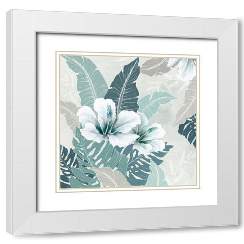 Teal Tropics II  White Modern Wood Framed Art Print with Double Matting by Black, Alex