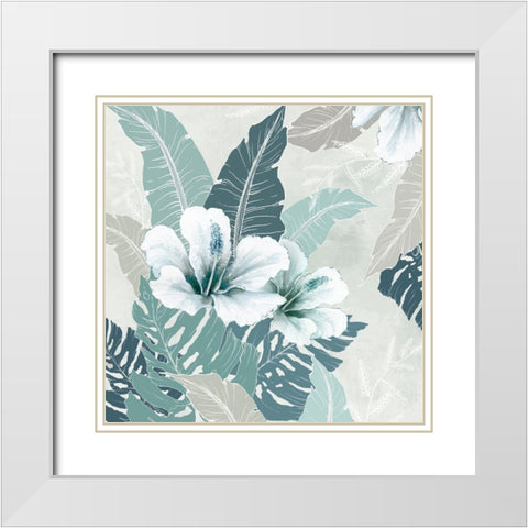 Teal Tropics II  White Modern Wood Framed Art Print with Double Matting by Black, Alex