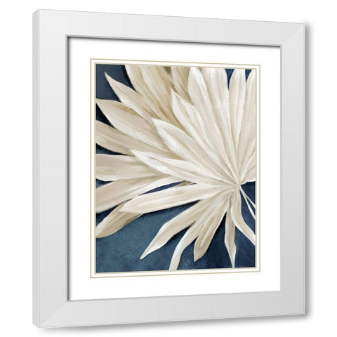 Blue Dry Palms I  White Modern Wood Framed Art Print with Double Matting by Black, Alex