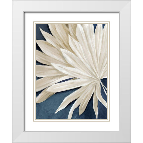 Blue Dry Palms I  White Modern Wood Framed Art Print with Double Matting by Black, Alex