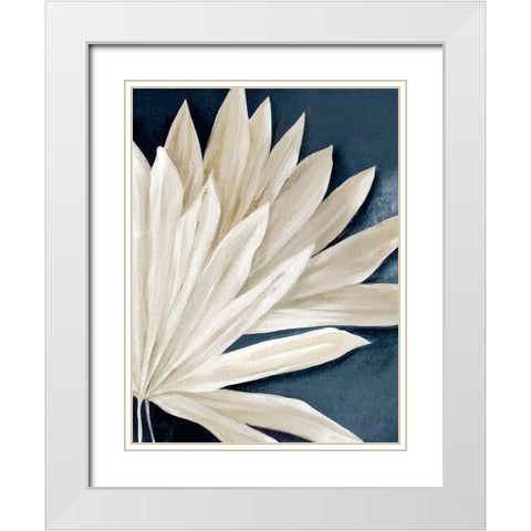 Blue Dry Palms II White Modern Wood Framed Art Print with Double Matting by Black, Alex