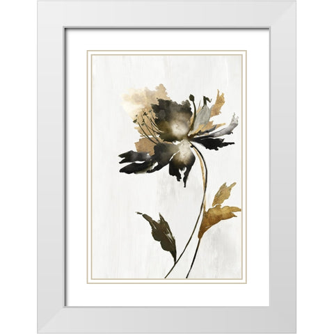 Black and Gold Floral White Modern Wood Framed Art Print with Double Matting by Black, Alex