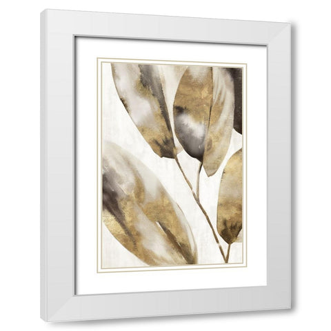 Marco Leaves I White Modern Wood Framed Art Print with Double Matting by Black, Alex