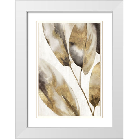 Marco Leaves I White Modern Wood Framed Art Print with Double Matting by Black, Alex
