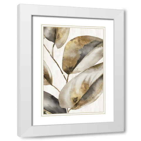 Marco Leaves II White Modern Wood Framed Art Print with Double Matting by Black, Alex