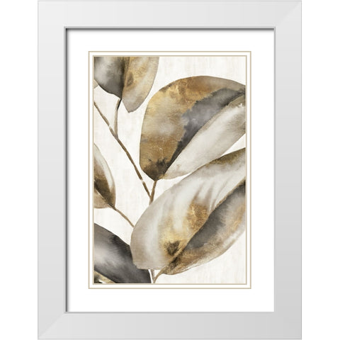 Marco Leaves II White Modern Wood Framed Art Print with Double Matting by Black, Alex