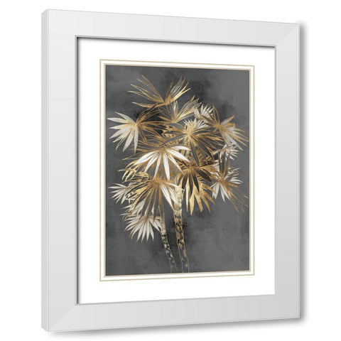 Golden Palm Tree White Modern Wood Framed Art Print with Double Matting by Black, Alex