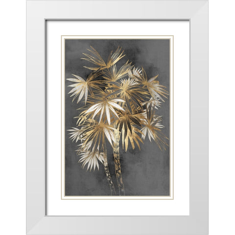 Golden Palm Tree White Modern Wood Framed Art Print with Double Matting by Black, Alex