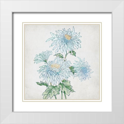Delicate Botanical Blue II White Modern Wood Framed Art Print with Double Matting by Black, Alex