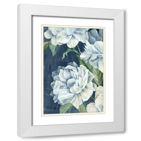 Blue Floral Composition I White Modern Wood Framed Art Print with Double Matting by Black, Alex
