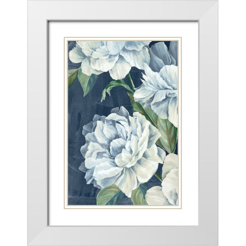 Blue Floral Composition I White Modern Wood Framed Art Print with Double Matting by Black, Alex