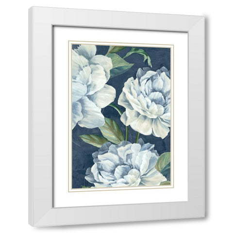 Blue Floral Composition II White Modern Wood Framed Art Print with Double Matting by Black, Alex