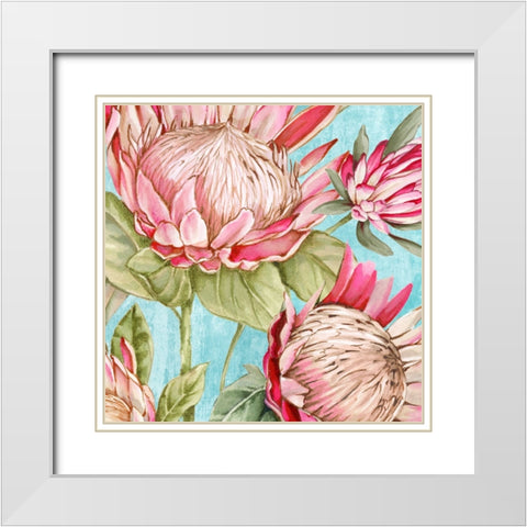 Popping King Protea I White Modern Wood Framed Art Print with Double Matting by Black, Alex