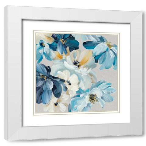 Symphony of Blues I White Modern Wood Framed Art Print with Double Matting by Black, Alex