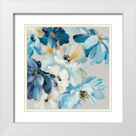 Symphony of Blues I White Modern Wood Framed Art Print with Double Matting by Black, Alex