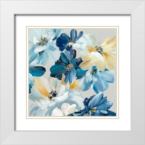 Symphony of Blues II White Modern Wood Framed Art Print with Double Matting by Black, Alex
