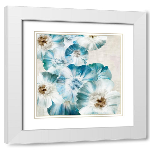 Blue Blossom Bliss White Modern Wood Framed Art Print with Double Matting by Black, Alex