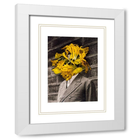 Flower Head White Modern Wood Framed Art Print with Double Matting by Dickey, Ben