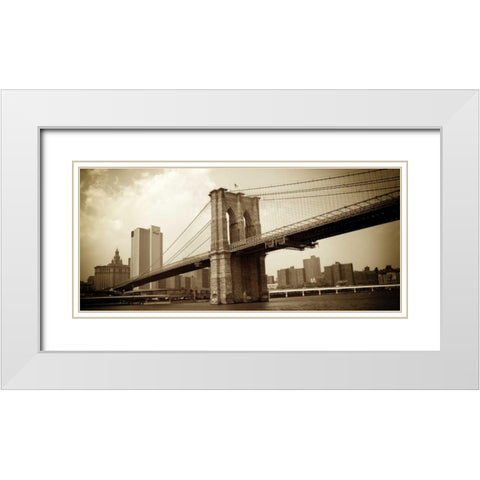 Brooklyn Bridge I White Modern Wood Framed Art Print with Double Matting by Gannos, Bill