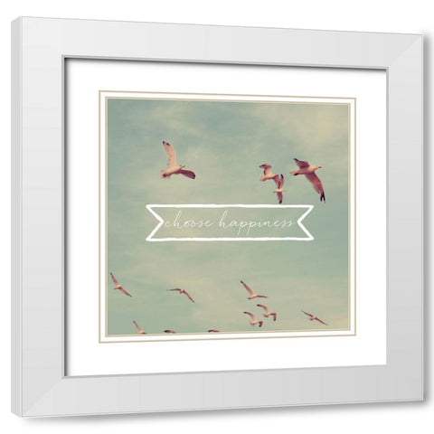 Choose Happiness  White Modern Wood Framed Art Print with Double Matting by Bock, Alicia