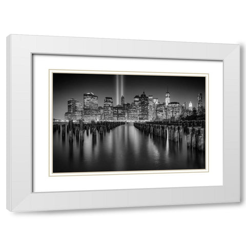Tribute to NYC White Modern Wood Framed Art Print with Double Matting by Berk