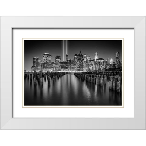 Tribute to NYC White Modern Wood Framed Art Print with Double Matting by Berk