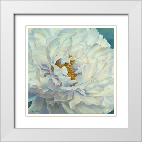 Peony Petals White Modern Wood Framed Art Print with Double Matting by Broome, Marianne