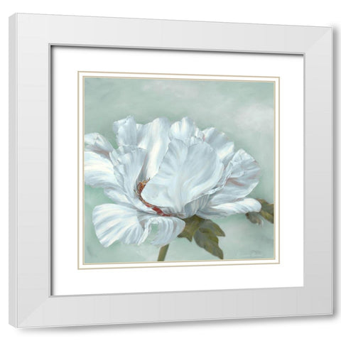 Precious Peony II White Modern Wood Framed Art Print with Double Matting by Broome, Marianne
