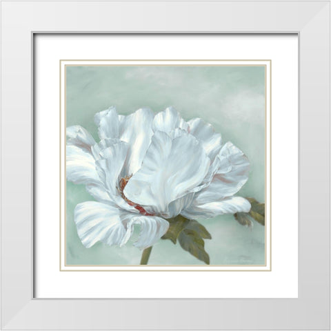 Precious Peony II White Modern Wood Framed Art Print with Double Matting by Broome, Marianne