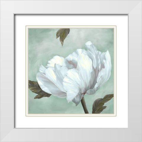 Precious Peony IV White Modern Wood Framed Art Print with Double Matting by Broome, Marianne