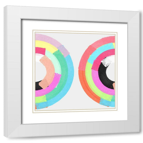 Polychromatic Partners I White Modern Wood Framed Art Print with Double Matting by Essue, Christine