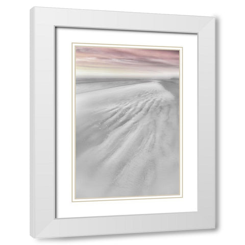 Pink Beach Walk  White Modern Wood Framed Art Print with Double Matting by Connolly, Karin