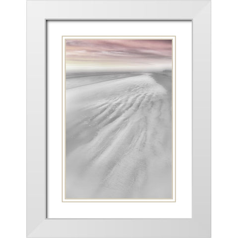Pink Beach Walk  White Modern Wood Framed Art Print with Double Matting by Connolly, Karin